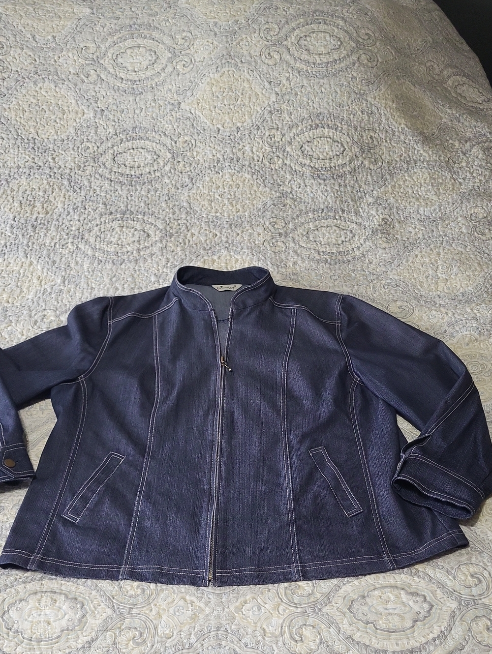 Jessica Indigo Blue Women's Jean Jacket with Contrast Stitching